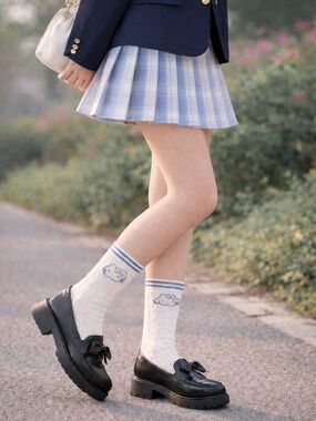 Cinnamoroll Cableknit Crew Socks Blue White Kawaii One Size New
